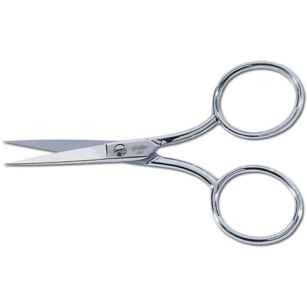 Scissors, 4′′ Embroidery (Large Handle) with Leather Sheath by Gingher