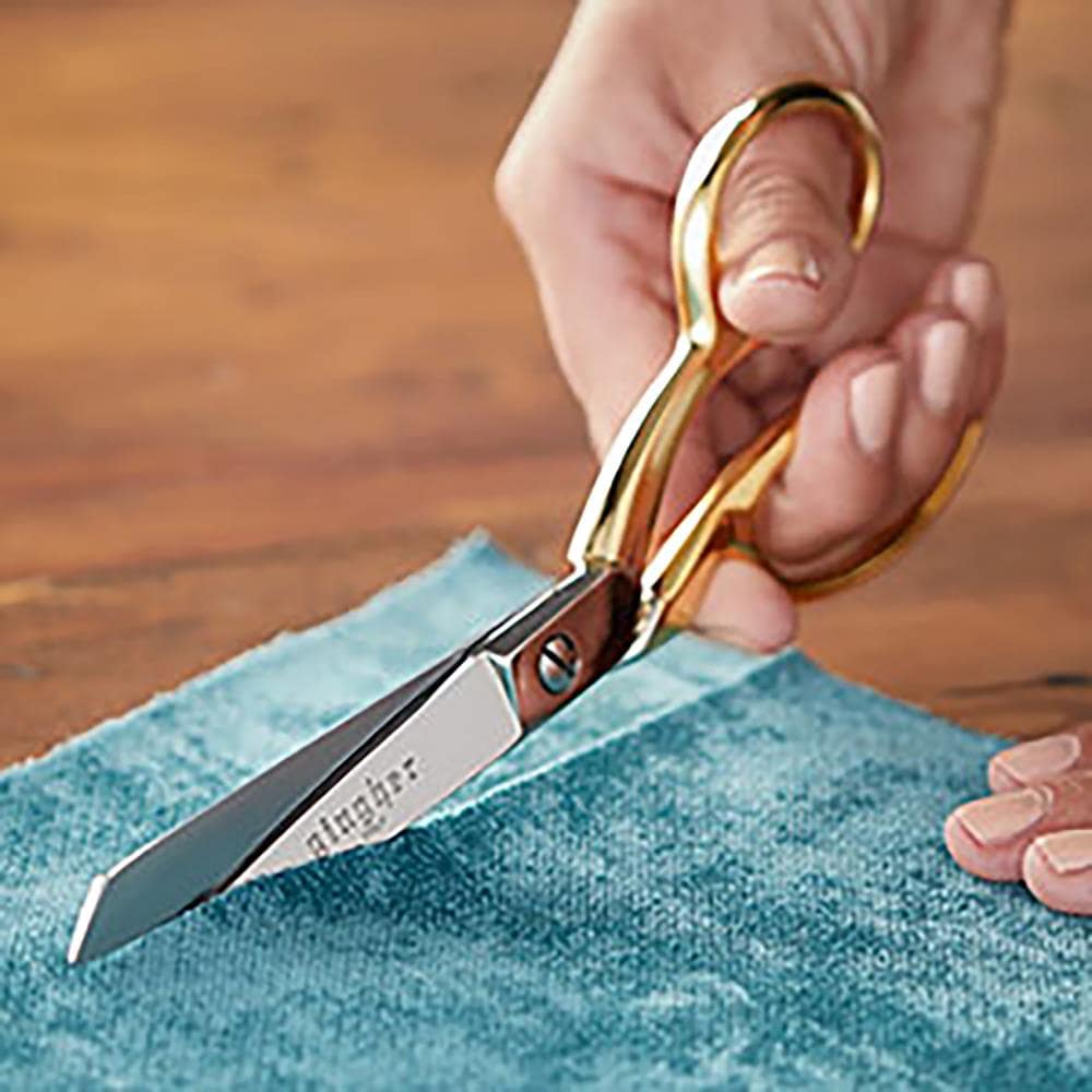 Scissors, 8′′ Dressmaker Shears with Knife Edge & Gold Handles by Gingher