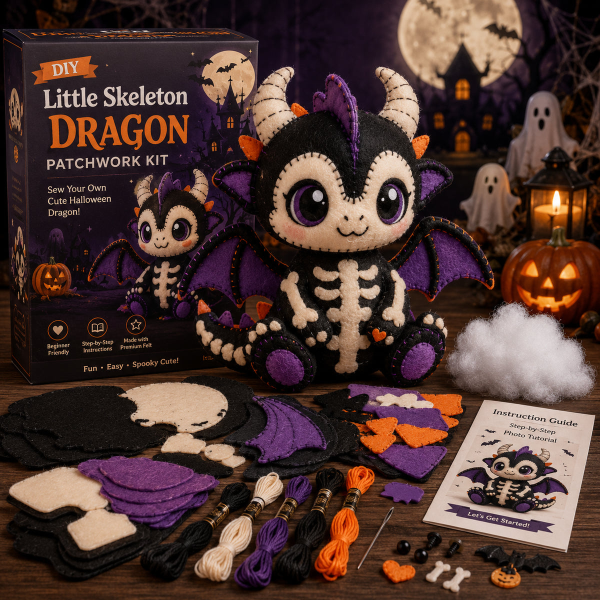 DIY Halloween Magical Patchwork Kit – Sew Your Own Spooky Cute Friend 🎃🧵