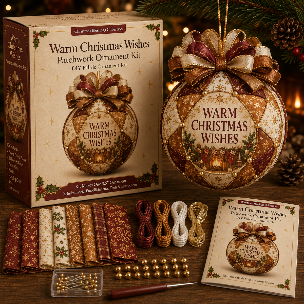 🎄 Christmas Blessings Patchwork Ornament DIY Kit