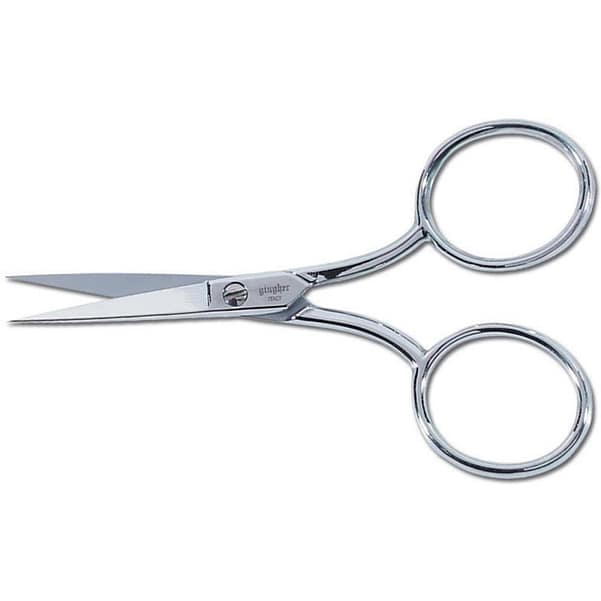Scissors, 4′′ Embroidery (Large Handle) with Leather Sheath by Gingher