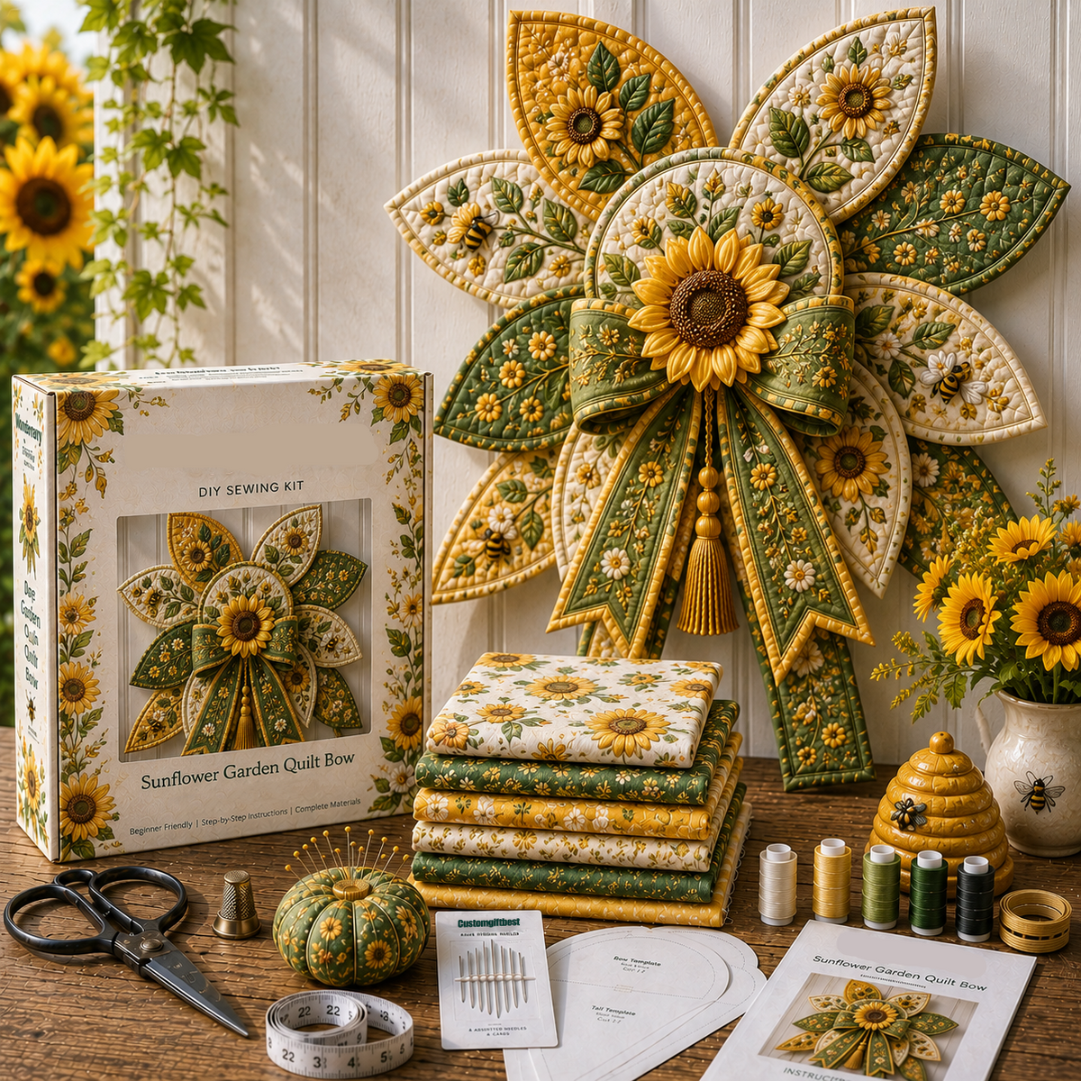 DIY Garden Quilt Bow Sewing Craft Kit
