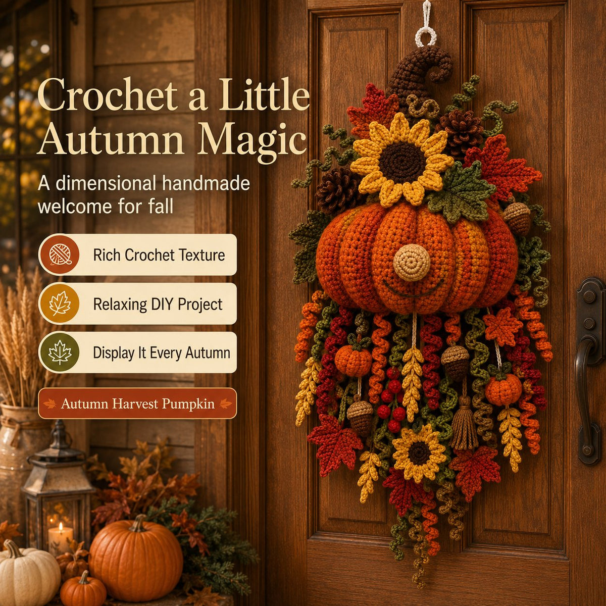 🧶 DIY Seasonal 3D Crochet Door Hanger Kit Collection | Coordinated Yarn, Filling, Accessories & Step-by-Step Instructions Included 💕