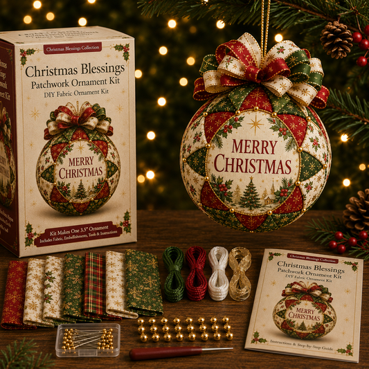 🎄 Christmas Blessings Patchwork Ornament DIY Kit