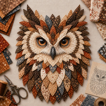 💥 LAST DAY 49% OFF - 🦉 Layered Fabric Owl Wall Art DIY Kit – Easy for Beginners, Guide Included