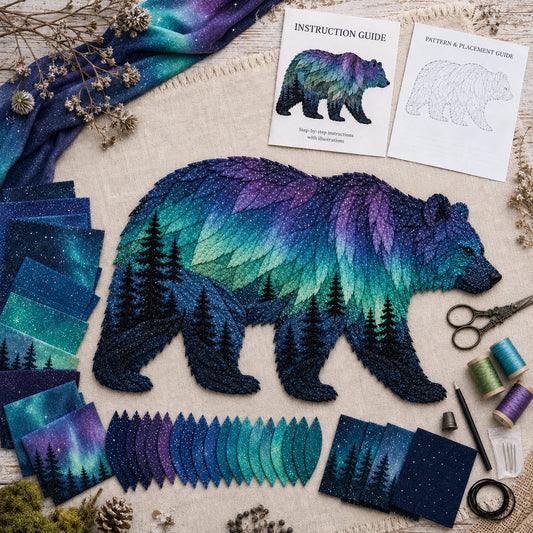 ⏳Last Day 50% OFF - 🌌🐺Northern Lights Wildlife DIY Patchwork Kit 📦Limited Stock🔥