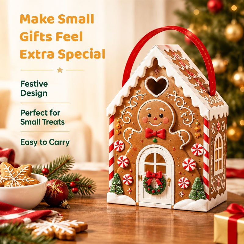 🏠🎄 Christmas Cottage Handle Gift Box — 5 Festive Designs, House‐Shaped Packaging with Carry Handle