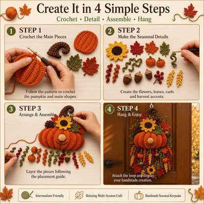 🧶 DIY Seasonal 3D Crochet Door Hanger Kit Collection | Coordinated Yarn, Filling, Accessories & Step-by-Step Instructions Included 💕