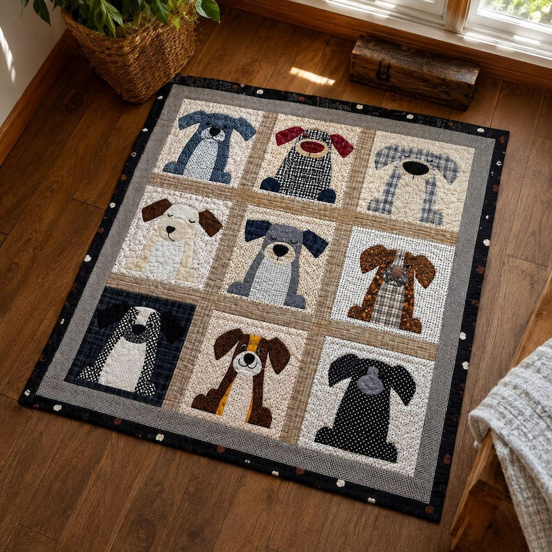 Snuggle Pups Quilt Pattern Set(9-Puppy Template)-With Instructions