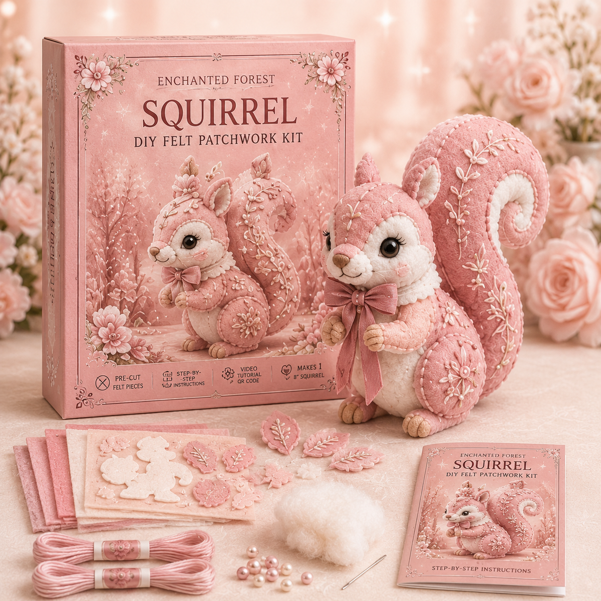 💗Pink Woodland Friends DIY Felt Sewing Kit – Make Your Own Cute Animal