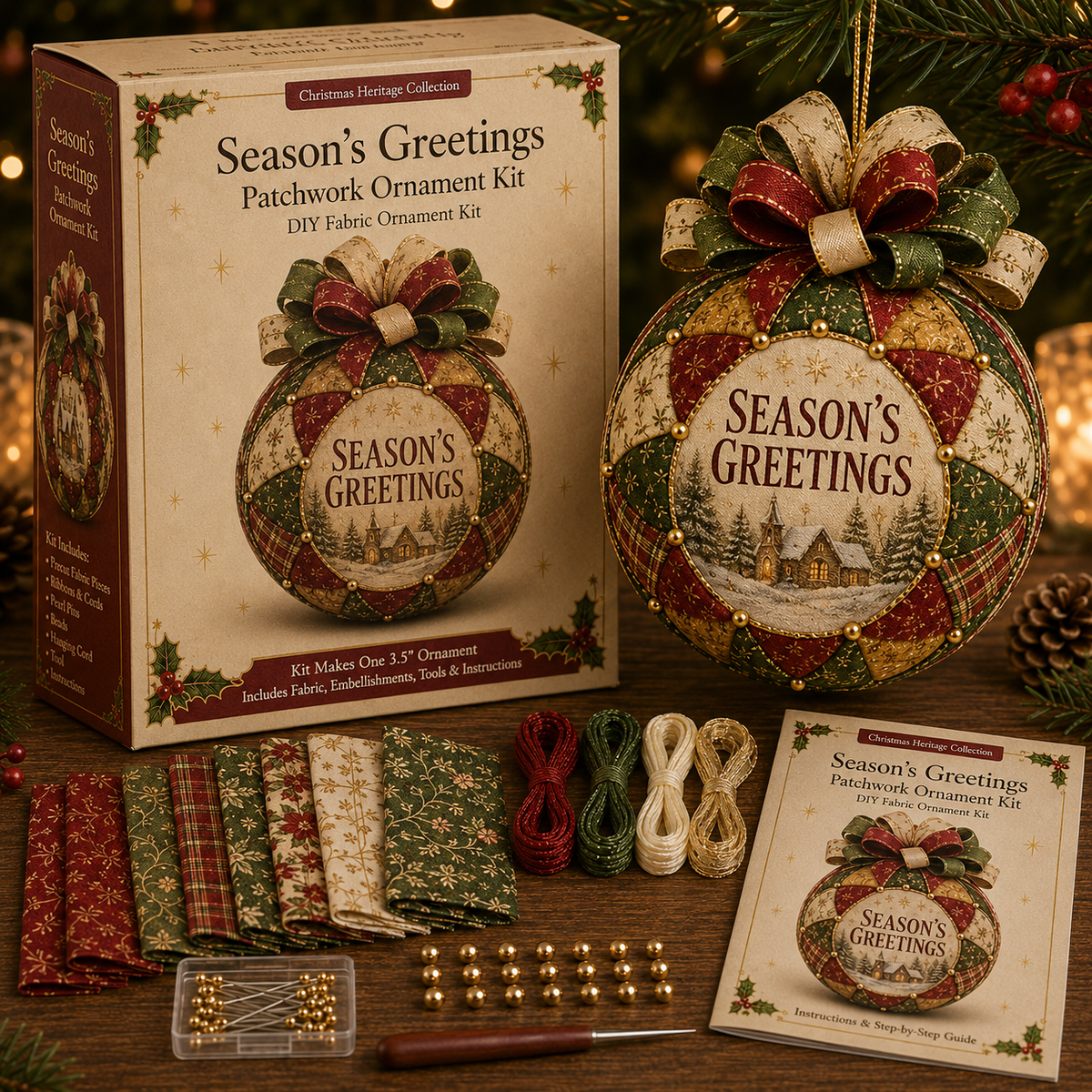 🎄 Christmas Blessings Patchwork Ornament DIY Kit
