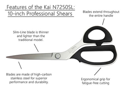 Scissors, 10′′ Professional Slim Line by Kai