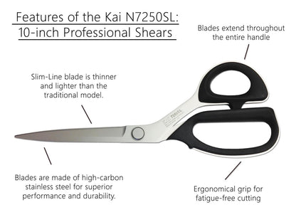 Scissors, 10′′ Professional Slim Line by Kai