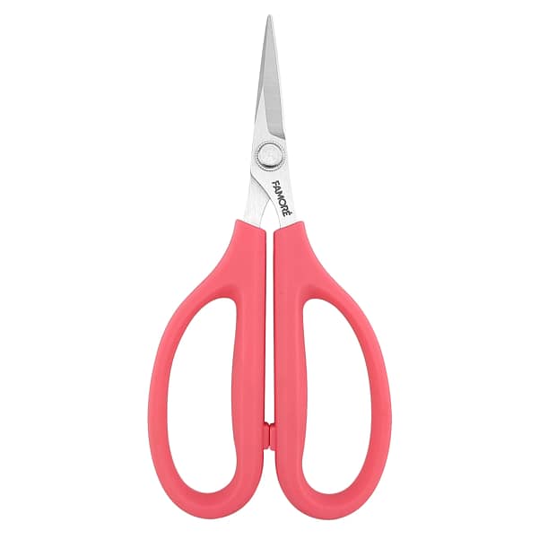 Scissors, 6 1/4′′ Very Sharp with Large Pink Comfort Handles by Famore