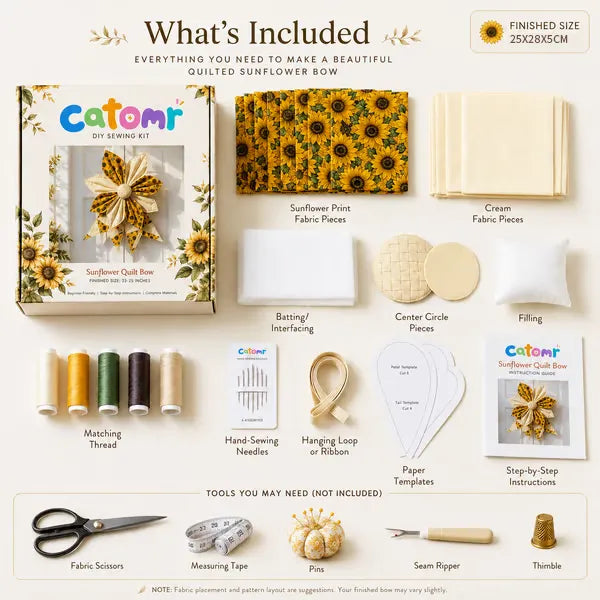 🎁✨Last Day 55% OFF- Large Patchwork Bow Sewing Kit (Beginner-Friendly)
