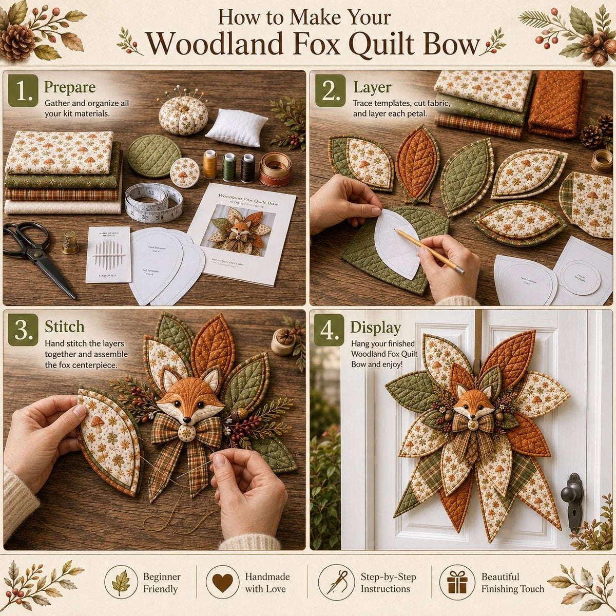DIY Quilted Animal Door Hanging Sewing Kit