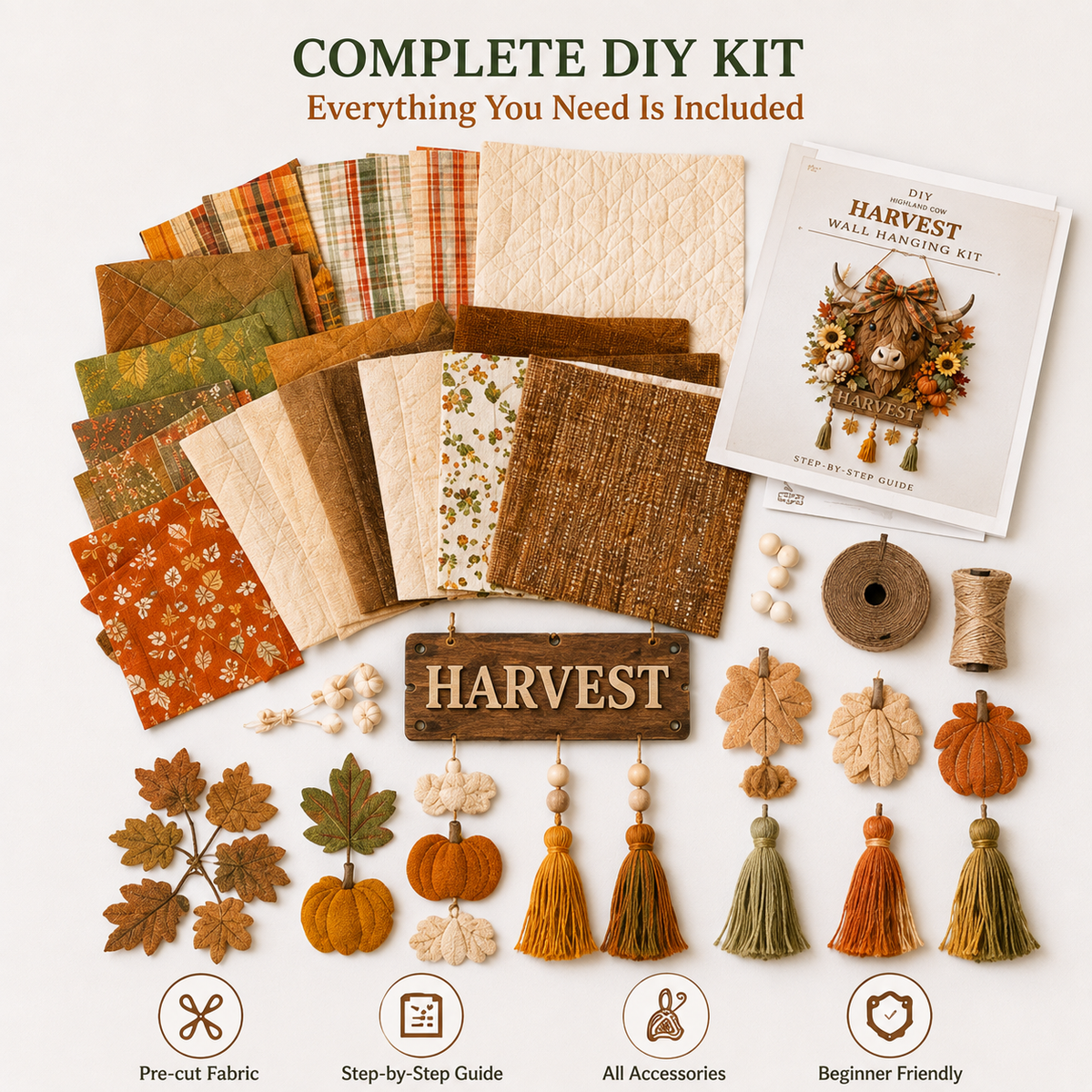 Highland Cow Harvest Quilted Door Hanger DIY Kit