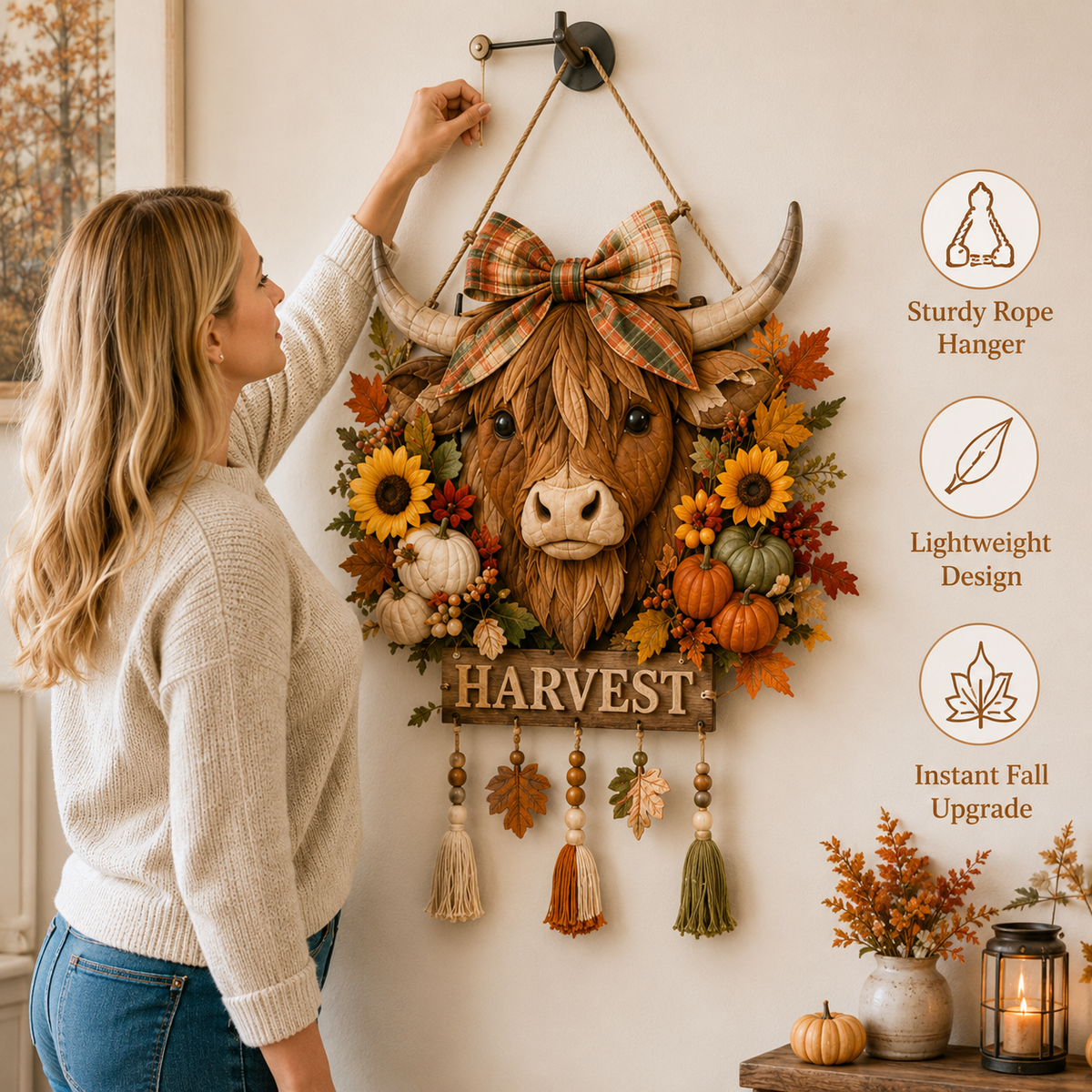 Highland Cow Harvest Quilted Door Hanger DIY Kit