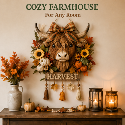 Highland Cow Harvest Quilted Door Hanger DIY Kit