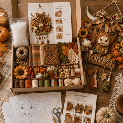 Highland Cow Harvest Quilted Door Hanger DIY Kit