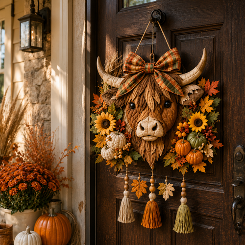 Highland Cow Harvest Quilted Door Hanger DIY Kit