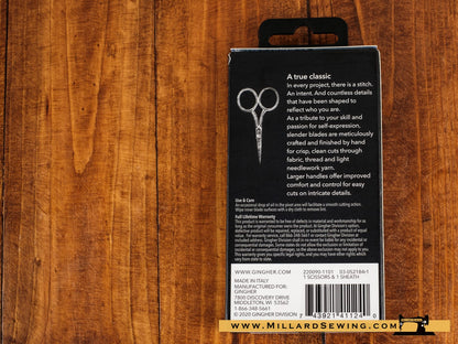 Scissors, 4′′ Embroidery (Large Handle) with Leather Sheath by Gingher