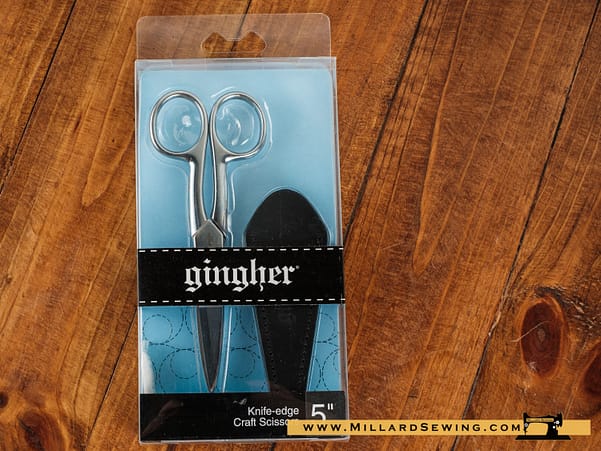 Scissors, 5′′ Knife Edge Craft Scissors with Leather Sheath by Gingher