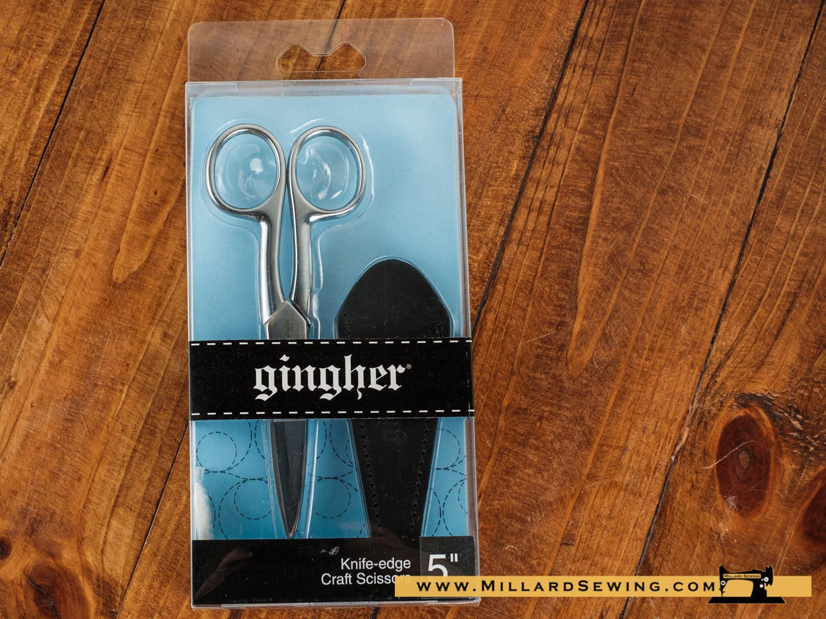 Scissors, 5′′ Knife Edge Craft Scissors with Leather Sheath by Gingher