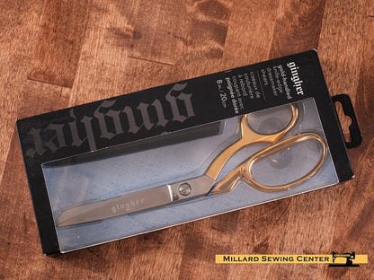 Scissors, 8′′ Dressmaker Shears with Knife Edge & Gold Handles by Gingher