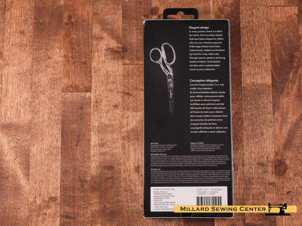 Scissors, 8′′ Dressmaker Shears with Knife Edge & Gold Handles by Gingher
