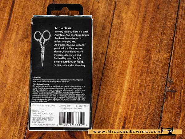 Scissors, 4′′ Curved Embroidery with Leather Sheath by Gingher
