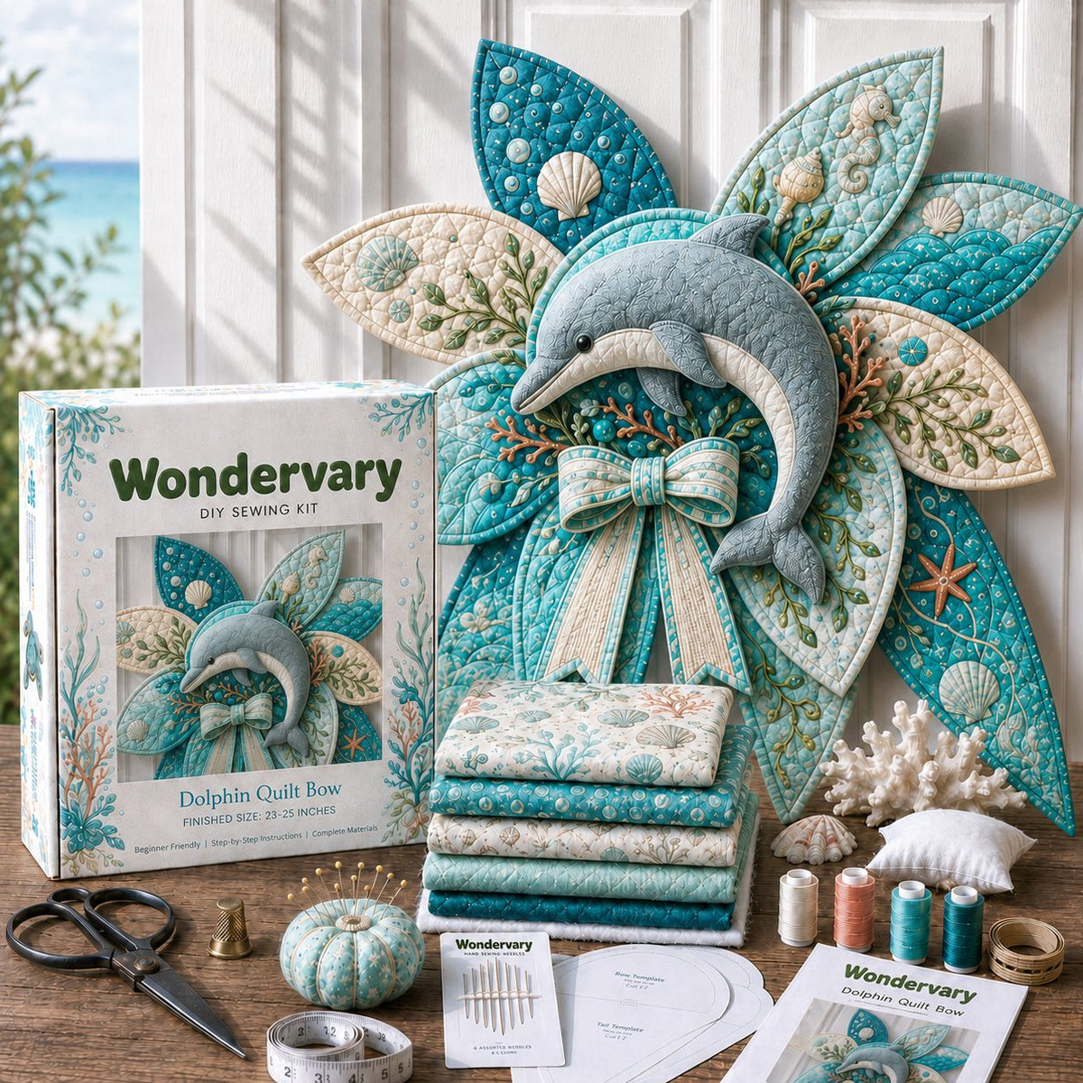 🌊 DIY Ocean Animal Quilted Bow Kit – Large 3D Coastal Door & Wall Décor