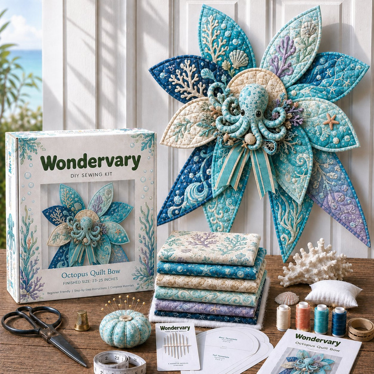 🌊 DIY Ocean Animal Quilted Bow Kit – Large 3D Coastal Door & Wall Décor