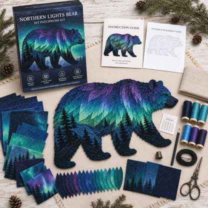⏳Last Day 50% OFF - 🌌🐺Northern Lights Wildlife DIY Patchwork Kit 📦Limited Stock🔥