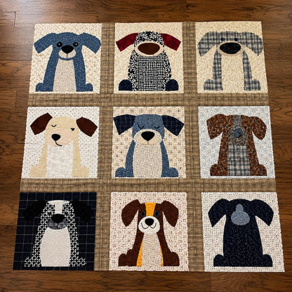 Snuggle Pups Quilt Pattern Set(9-Puppy Template)-With Instructions