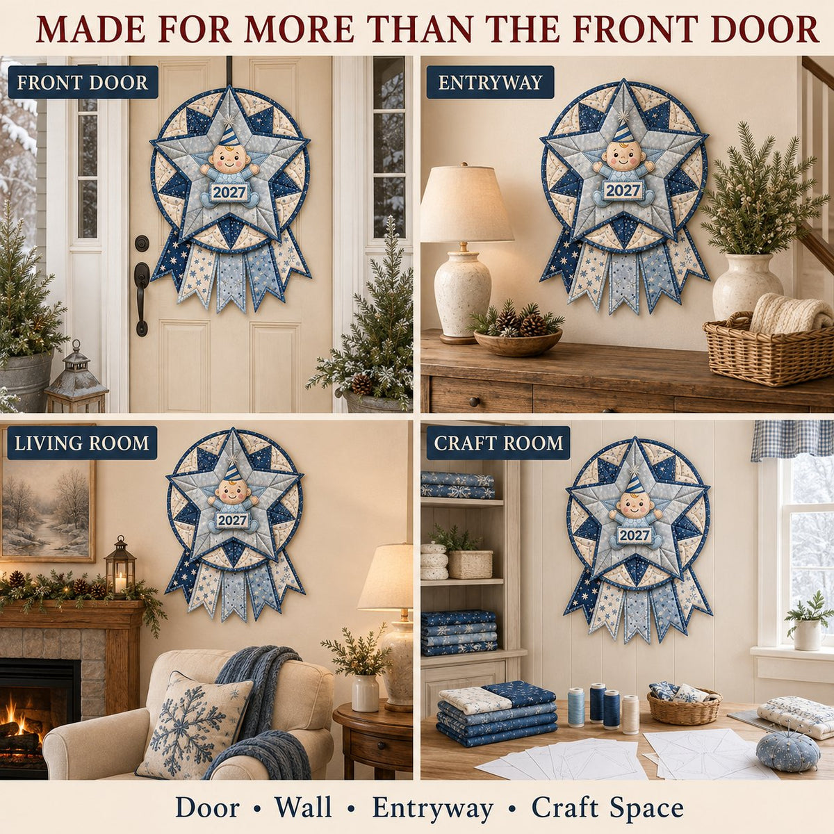 12-Month Themed Quilted Door Hanger Sewing Kit | Beginner-Friendly DIY with Fabrics & Instructions