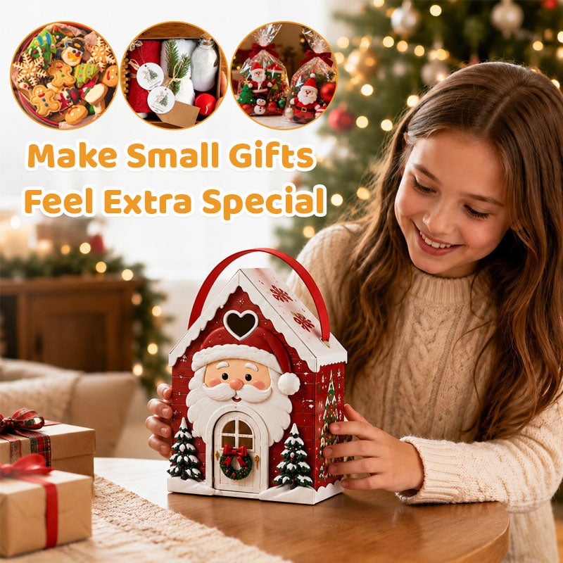 🏠🎄 Christmas Cottage Handle Gift Box — 5 Festive Designs, House‐Shaped Packaging with Carry Handle