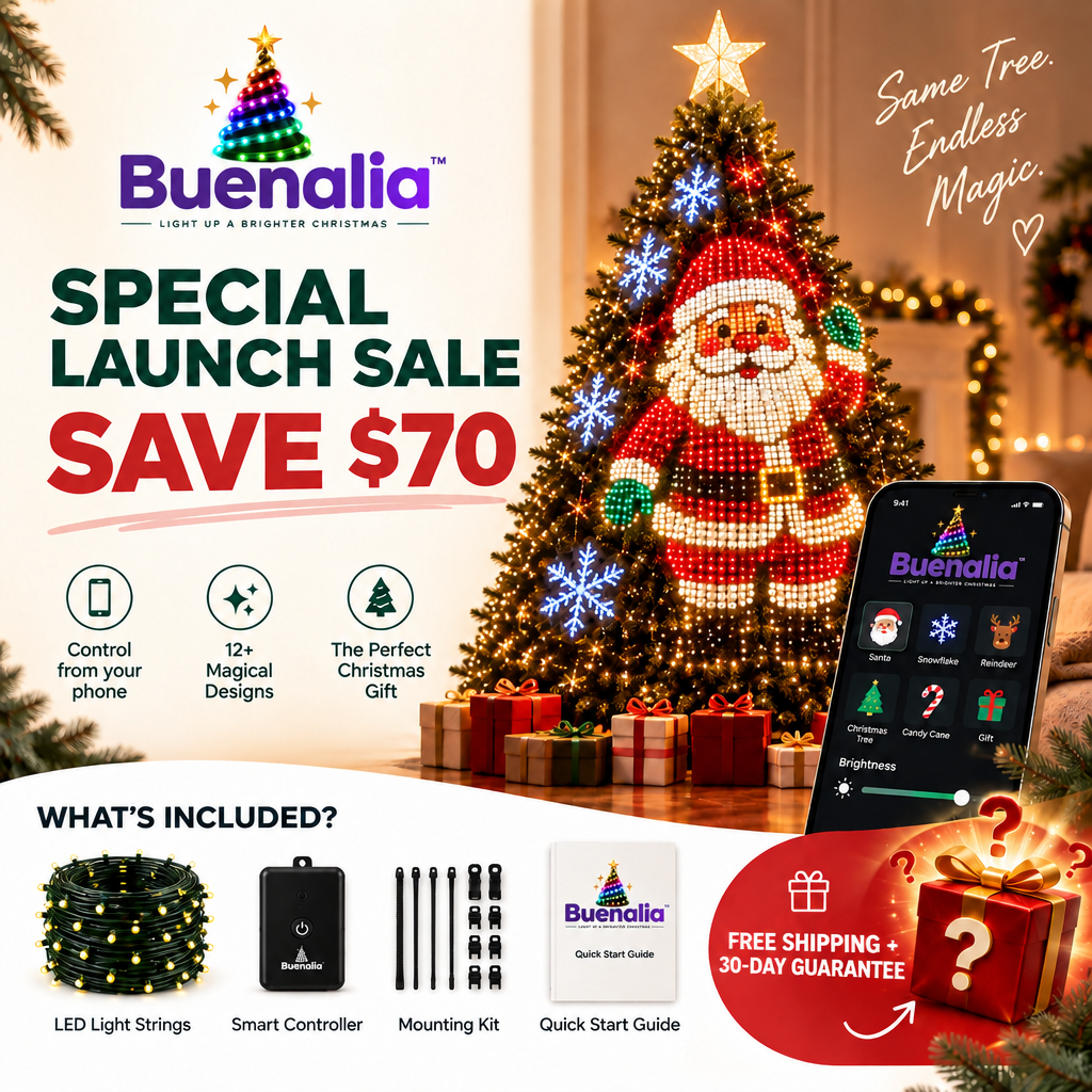 Northglow™ Smart Tree Lights — 12 Animated Designs, Run From Your Phone