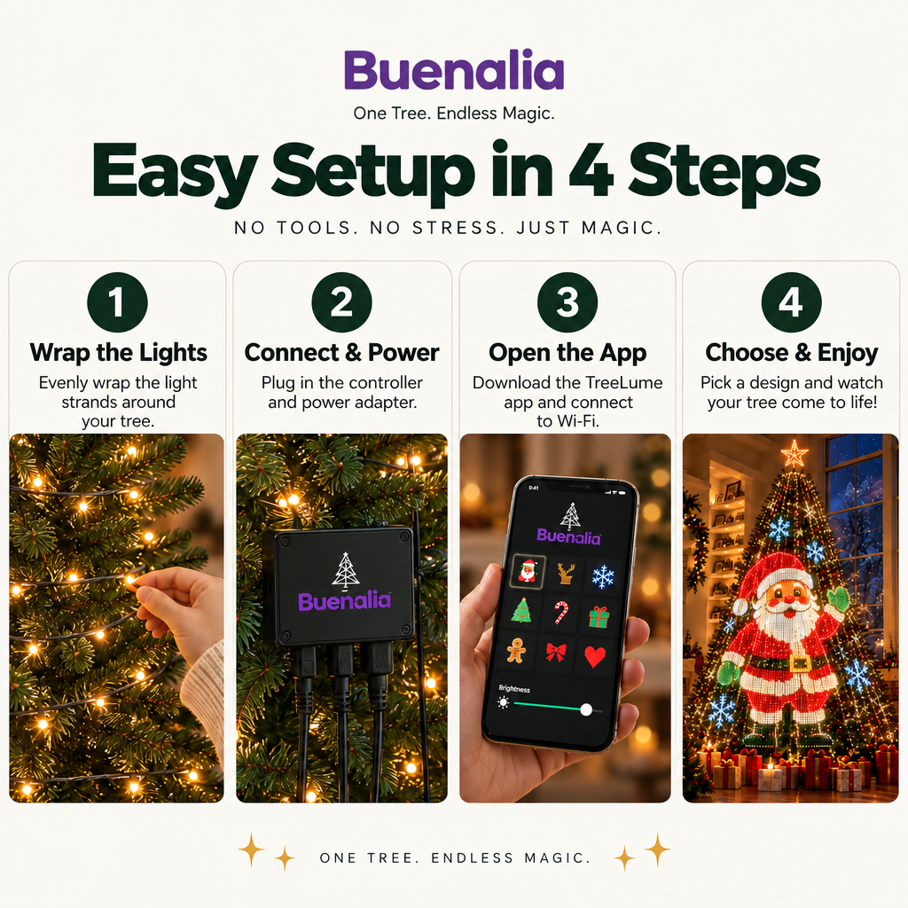 Northglow™ Smart Tree Lights — 12 Animated Designs, Run From Your Phone