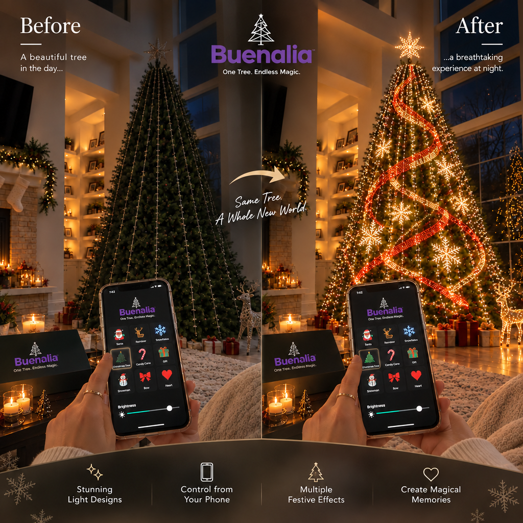 Northglow™ Smart Tree Lights — 12 Animated Designs, Run From Your Phone